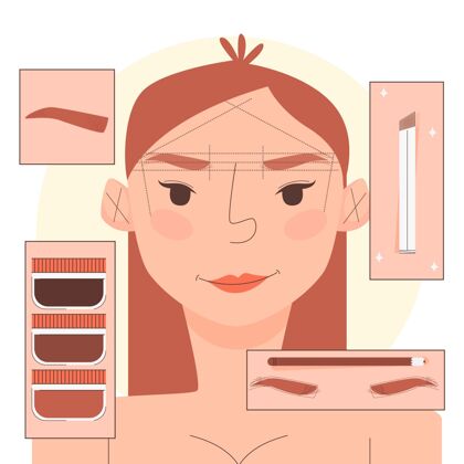 眉毛平面手绘插画与女人插图治疗平面