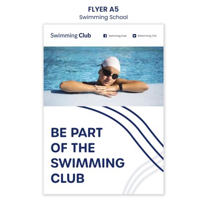 游泳课游泳学校传单模板学习夏天海报
