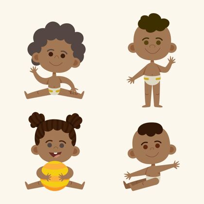 婴儿卡通黑宝贝系列可爱儿童非洲裔美国人