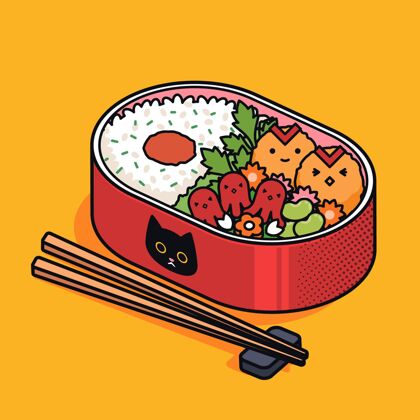 事件川味便当亚洲日本午餐盒日本儿童插图