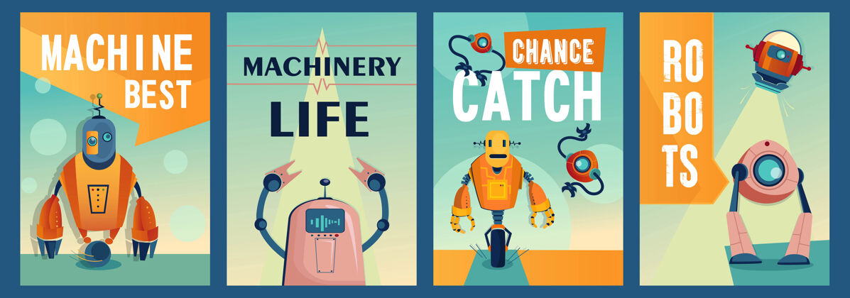 机器机器人角色海报集电子人创新促销