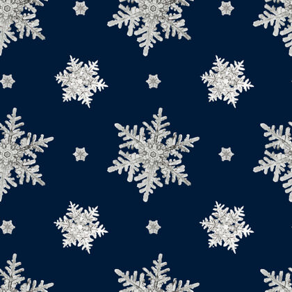 雪花蓝色圣诞雪花无缝图案霜冻装饰可印刷