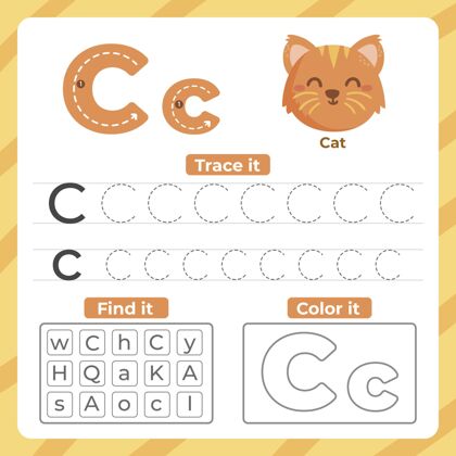 孩子带猫的字母c发展教育家字母表