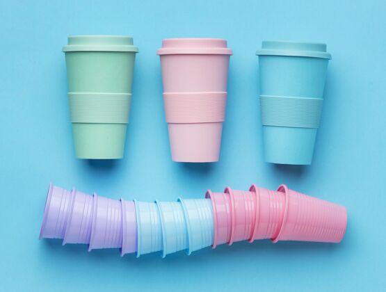 环境顶视图可重复使用塑料杯杯环保环保塑料