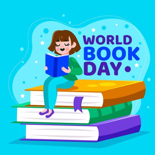 世界图书和版权日卡通世界图书日插画版权日图书日庆典