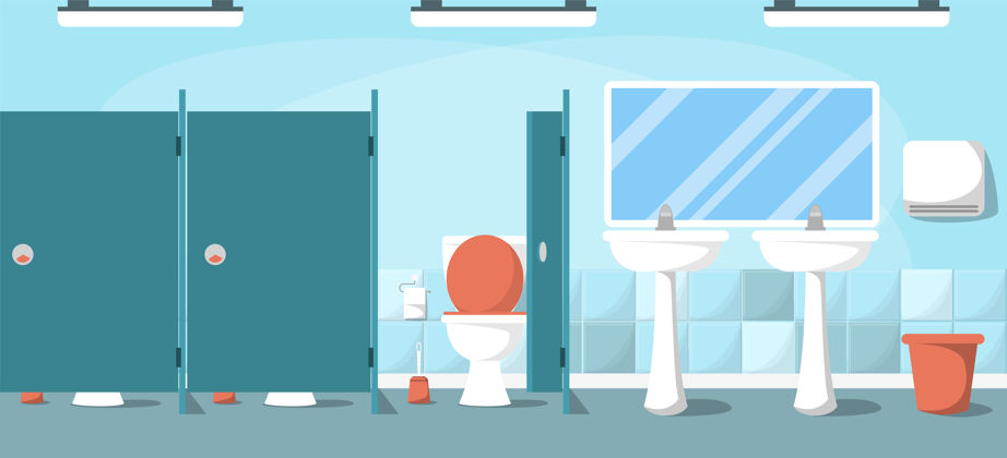卫生公共厕所一个干净的空卫生间的内部卫生间室内清洁