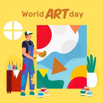 世界艺术日平面世界艺术日插画国际艺术家美术