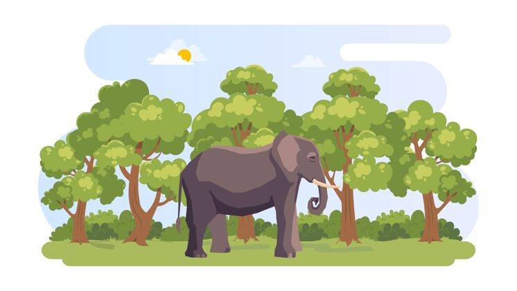 动物国际森林日插画背景大象环境世界