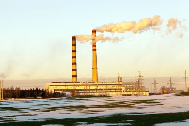 结构拍摄冬季发电站特写烟雾电力欧洲