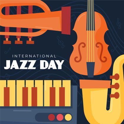 爵士乐平面国际爵士日插画平面4月30日国际