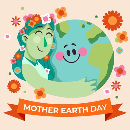地球母亲手绘地球母亲节插图地球意识生物圈