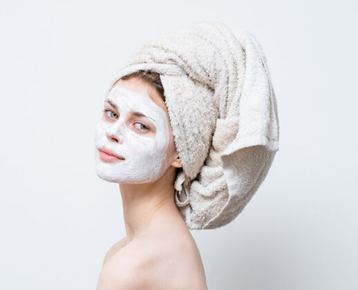 治疗女人用毛巾敷头霜面膜裸肩护肤成人护理皮肤