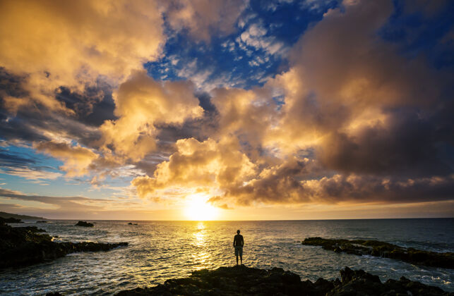 伏尔坎夏威夷毛伊岛美丽的热带景观沙滩热带全景