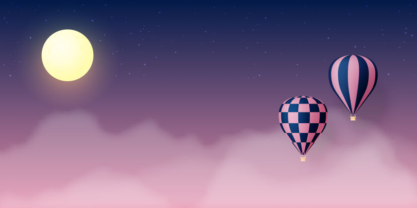 机器热气球纸艺术风格与粉彩天空背景插图创意物体放松