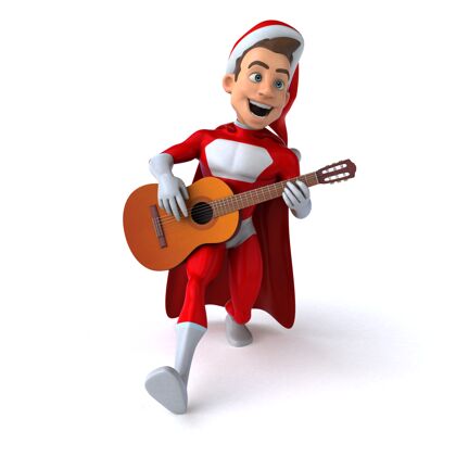 歌手有趣的超级圣诞老人的有趣插图超级超级英雄圣诞老人