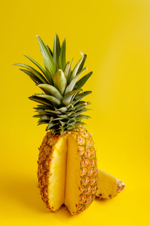Ananas黄色的菠萝细节甜果汁