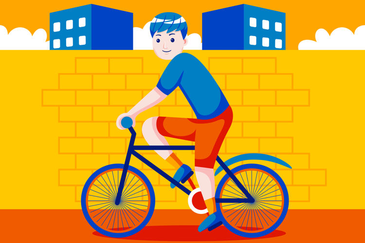人城市里骑自行车的快乐年轻人乐趣自行车成年人