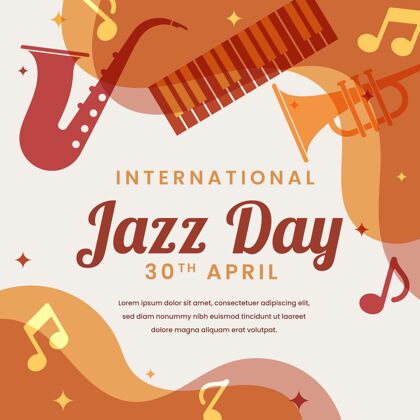 插图国际爵士乐日乐器插画爵士乐活动音乐