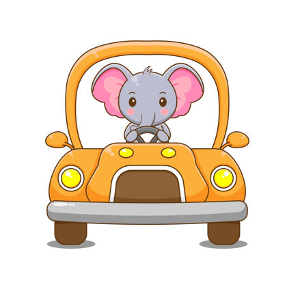 汽车大象角色驾驶汽车运输驾驶骑