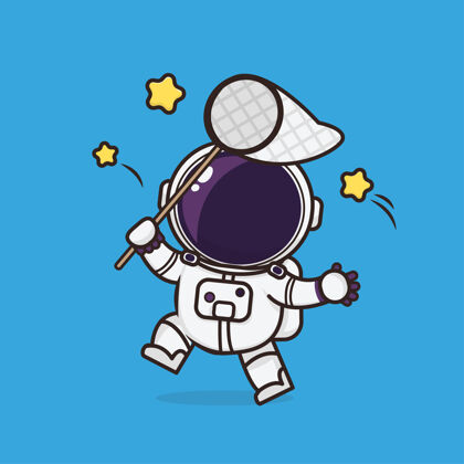 地球卡瓦伊可爱的宇航员图标吉祥物插图快乐符号飞行