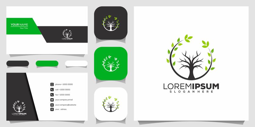 模板树icon.elements.green图标花园标志模板和名片生长设置名片