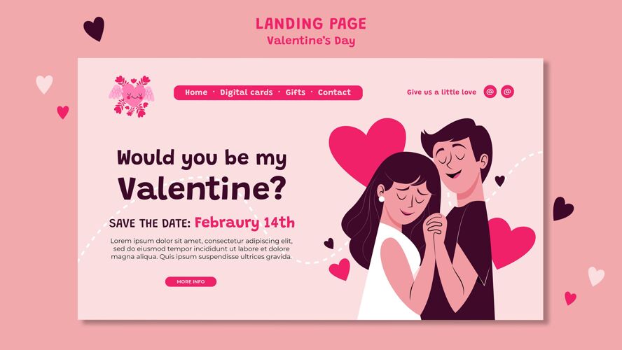 爱情人节网页模板插图庆祝网页模板主页