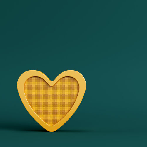 心形深绿色上的黄色抽象心形心形情人节形状