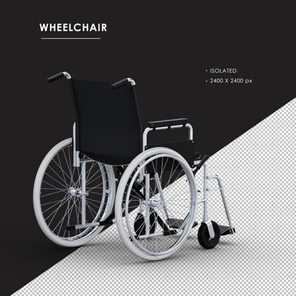 3d从右后视图看孤立的金属轮椅轮子渲染场景创建器
