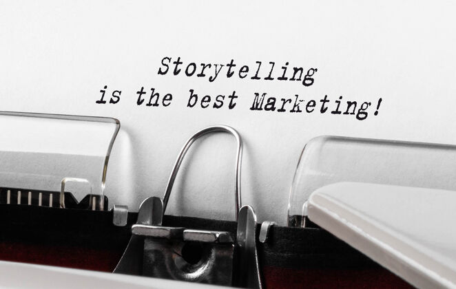 打字机文字故事是最好的营销打字 概念信息讲故事身份