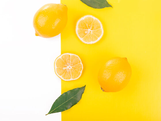异国情调水果创意布局柠檬扁的下等食物概念美味水果明亮
