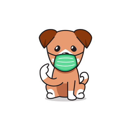 动物卡通人物狗戴防护面罩护理人物狗