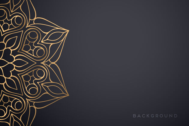 花卉金色的豪华装饰曼荼罗设计背景主题金色阿拉伯