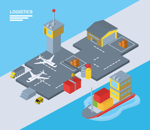 车库物流配送等距机场与船舶设计 运输配送与服务主题交付服务旅行