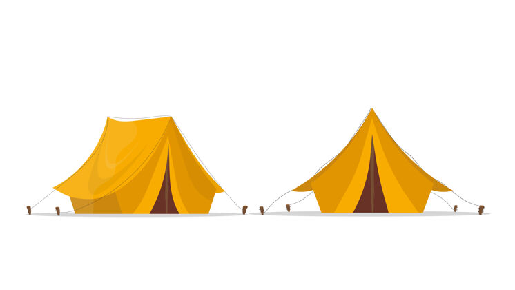 房屋黄色野营帐篷孤立的在白色背景上活动自然夏季