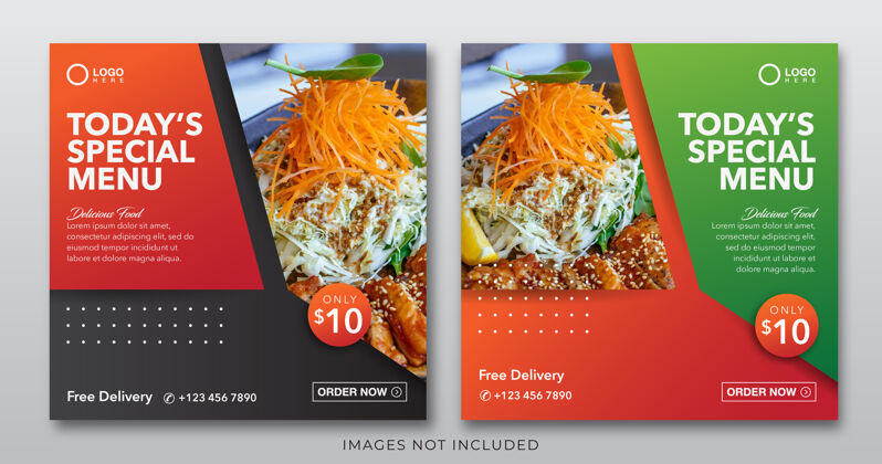 促销社交媒体帖子模板的食品横幅销售优惠烹饪