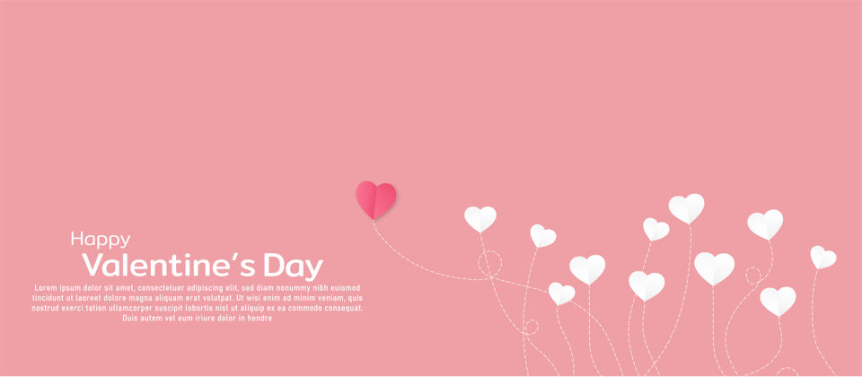 浪漫情人节用心形纸在粉色背景上用一个不同的头形与一个概念的想法象征着爱的情人节快乐的问候心2月14日节日