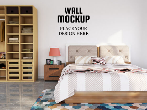 卧室现代卧室的墙纸模型室内现实生活