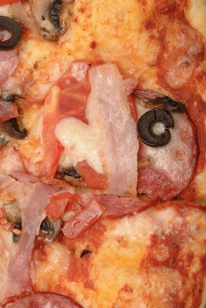 奶酪披萨特写作为背景意大利菜比萨店番茄
