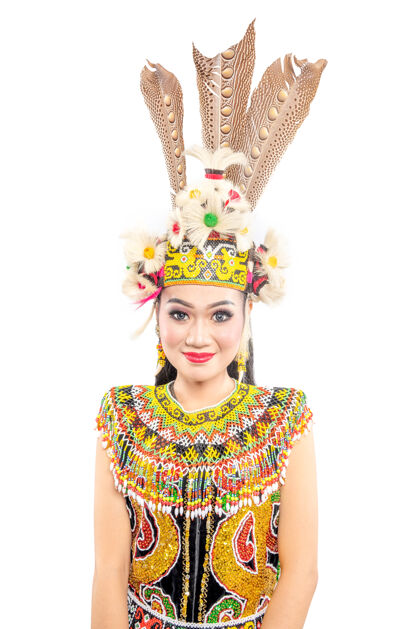 服饰东加里曼丹传统舞蹈的舞女女人娱乐舞蹈