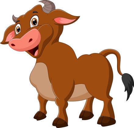 野生可爱的水牛卡通造型和微笑动物卡通人物水牛