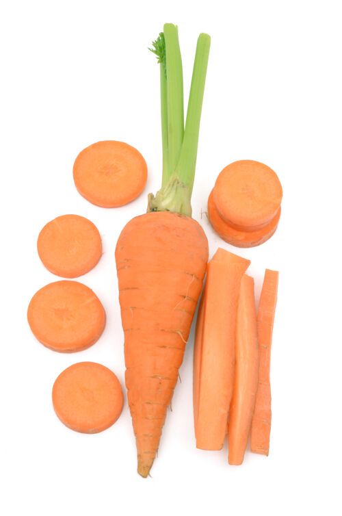 有机新鲜健康的胡萝卜隔离在白色表面捆绑蔬菜捆绑