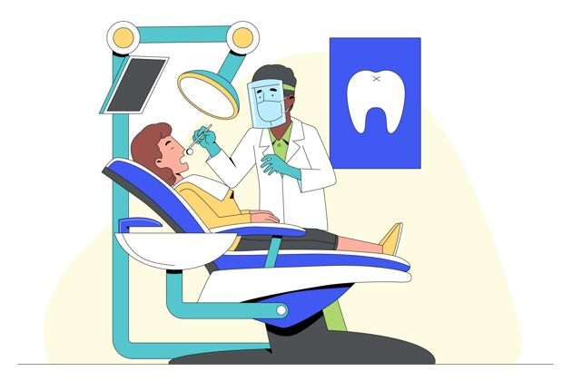 健康牙科护理概念图卫生牙齿平面设计