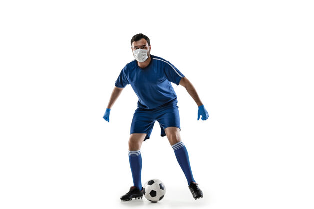 球运动员在防护面具冠状病毒治疗插图概念医疗保健足球球员
