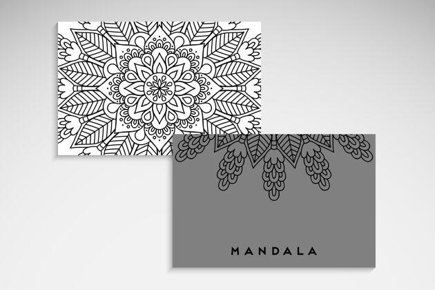 曼荼罗优雅的曼陀罗卡单色复古抽象