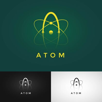 集合Atom标志设计科学原子技术