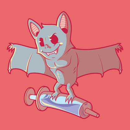 针头蝙蝠用注射器插画接种野生动物药物的设计理念疾病人物药物