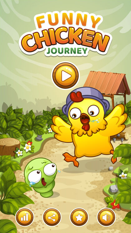 游戏人物鸡肉赛车游戏开始屏幕与标志游戏散步翅膀