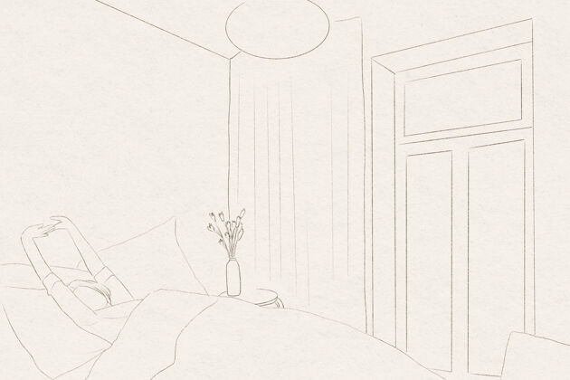 女人唤醒背景简单的线条画背景墙纸卧室