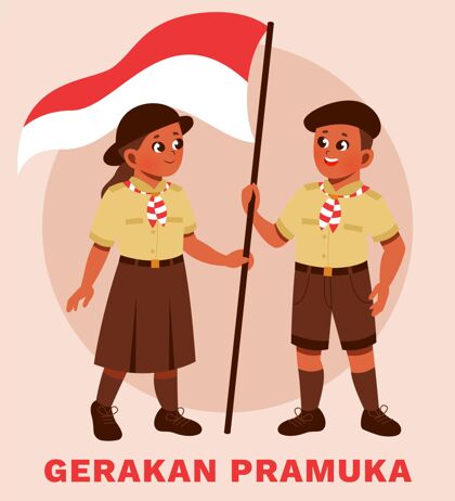 手绘Pramuka日插图纪念印尼庆祝