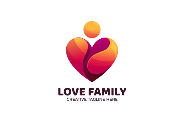 爱爱心家庭护理渐变标志模板心彩色品牌